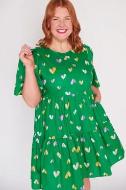 Lorraine Designs Casual Dresses | Shift Dresses*Isadora Green Hearts Dress