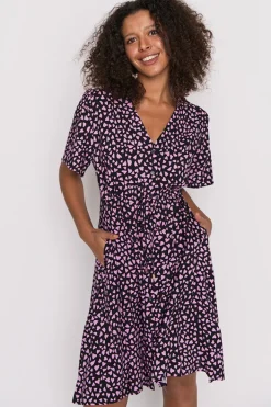 Lorraine Designs Casual Dresses | Fit & Flare Dresses*Jaz Abstract Hearts Black Pink Dress