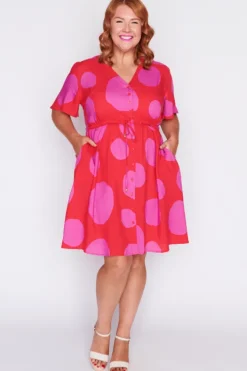 Lorraine Designs Casual Dresses | Fit & Flare Dresses*Jaz Splotched Pink & Red Dress