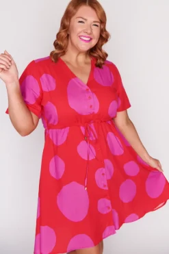 Lorraine Designs Casual Dresses | Fit & Flare Dresses*Jaz Splotched Pink & Red Dress