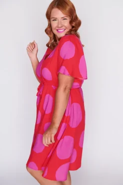 Lorraine Designs Casual Dresses | Fit & Flare Dresses*Jaz Splotched Pink & Red Dress