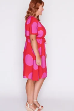 Lorraine Designs Casual Dresses | Fit & Flare Dresses*Jaz Splotched Pink & Red Dress