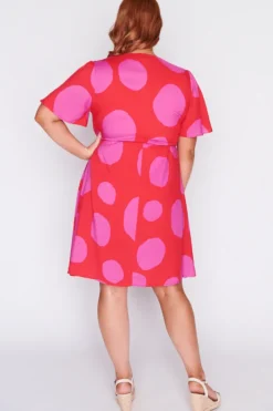 Lorraine Designs Casual Dresses | Fit & Flare Dresses*Jaz Splotched Pink & Red Dress