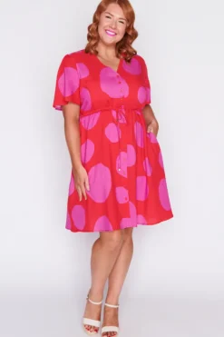 Lorraine Designs Casual Dresses | Fit & Flare Dresses*Jaz Splotched Pink & Red Dress