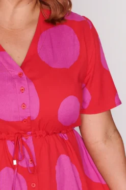 Lorraine Designs Casual Dresses | Fit & Flare Dresses*Jaz Splotched Pink & Red Dress