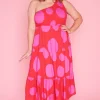 Lorraine Designs Casual Dresses | Midi Dresses*Jazlyn Splotched Pink & Red Dress
