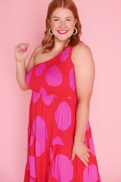 Lorraine Designs Casual Dresses | Midi Dresses*Jazlyn Splotched Pink & Red Dress