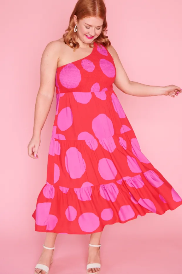 Lorraine Designs Casual Dresses | Midi Dresses*Jazlyn Splotched Pink & Red Dress