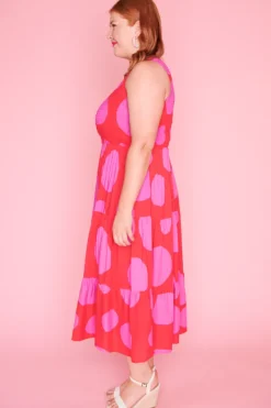 Lorraine Designs Casual Dresses | Midi Dresses*Jazlyn Splotched Pink & Red Dress