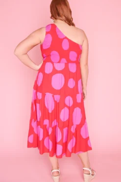 Lorraine Designs Casual Dresses | Midi Dresses*Jazlyn Splotched Pink & Red Dress