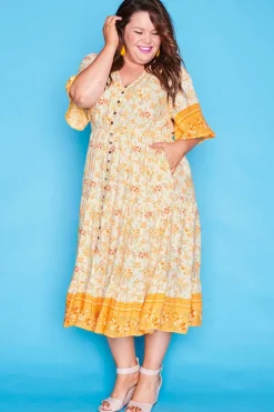Lorraine Designs Casual Dresses | Fit & Flare Dresses*Jessica Yellow Floral Dress