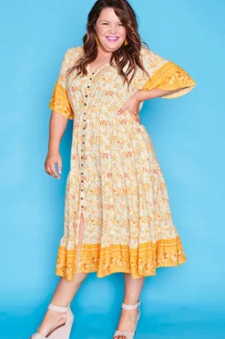 Lorraine Designs Casual Dresses | Fit & Flare Dresses*Jessica Yellow Floral Dress