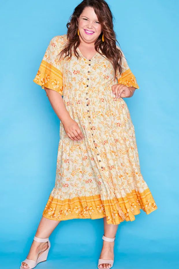 Lorraine Designs Casual Dresses | Fit & Flare Dresses*Jessica Yellow Floral Dress