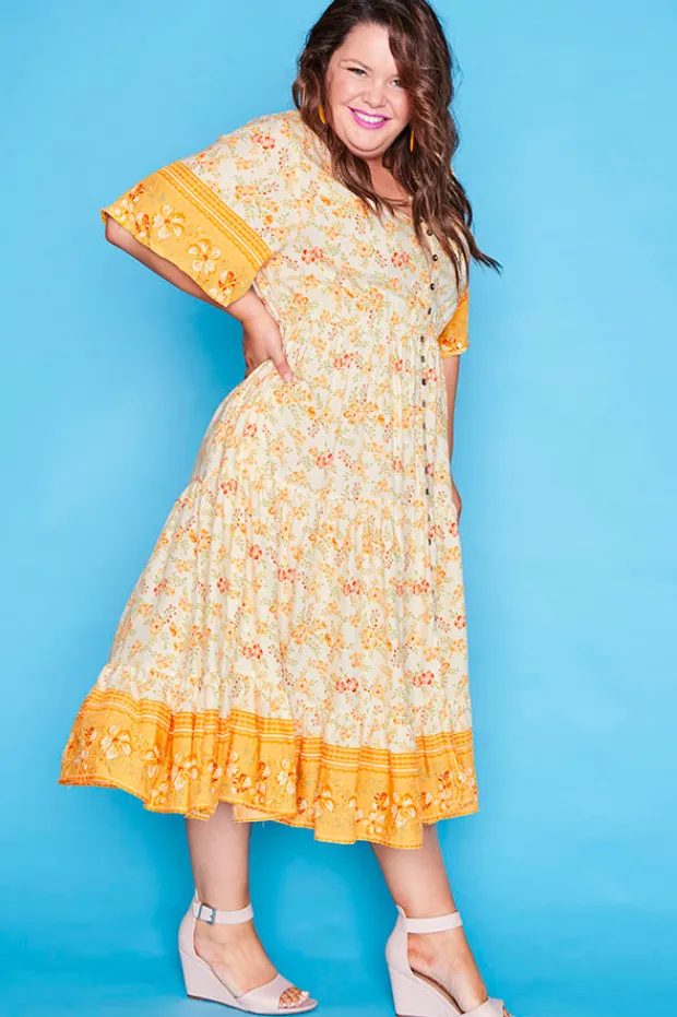 Lorraine Designs Casual Dresses | Fit & Flare Dresses*Jessica Yellow Floral Dress