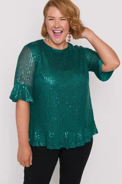 Lorraine Designs Tops*Joe Emerald Sequins Party Top