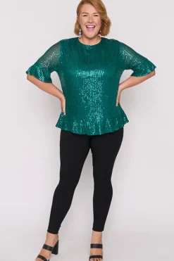 Lorraine Designs Tops*Joe Emerald Sequins Party Top
