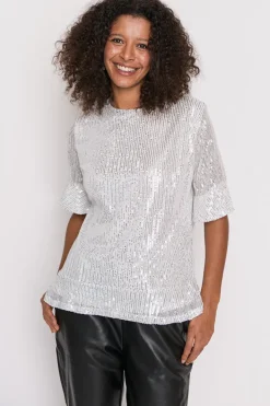 Lorraine Designs Tops*Joe Silver Sequins Party Top