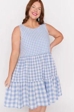 Lorraine Designs Fit & Flare Dresses | Knee Length Dresses*Joey Blue Gingham Dress