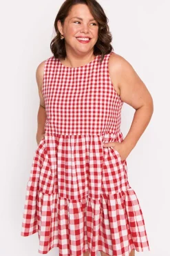 Lorraine Designs Fit & Flare Dresses | Knee Length Dresses*Joey Red Gingham Dress
