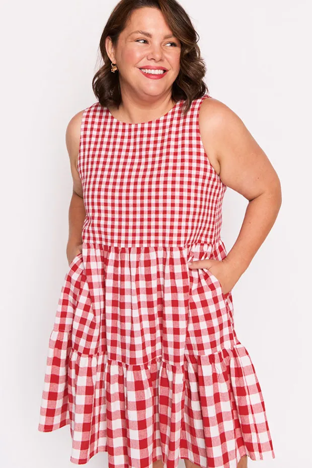 Lorraine Designs Fit & Flare Dresses | Knee Length Dresses*Joey Red Gingham Dress