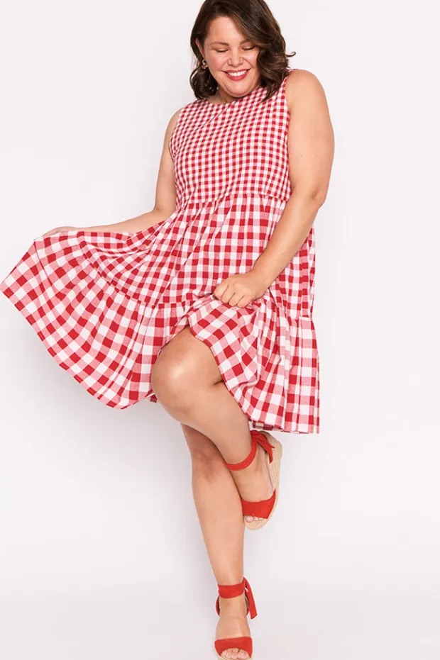 Lorraine Designs Fit & Flare Dresses | Knee Length Dresses*Joey Red Gingham Dress