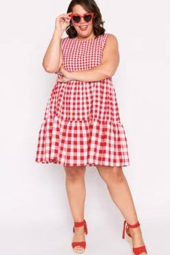 Lorraine Designs Fit & Flare Dresses | Knee Length Dresses*Joey Red Gingham Dress
