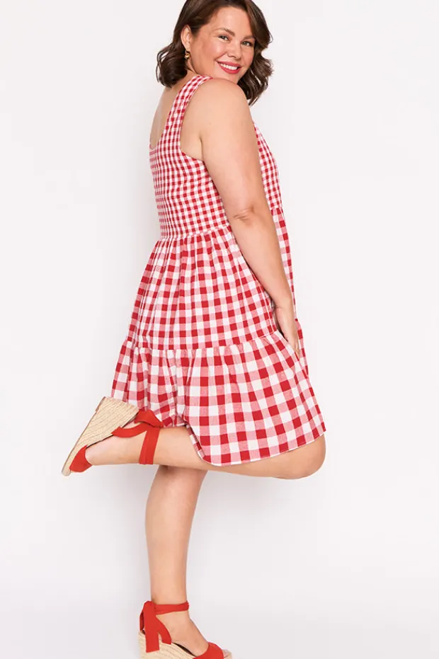Lorraine Designs Fit & Flare Dresses | Knee Length Dresses*Joey Red Gingham Dress