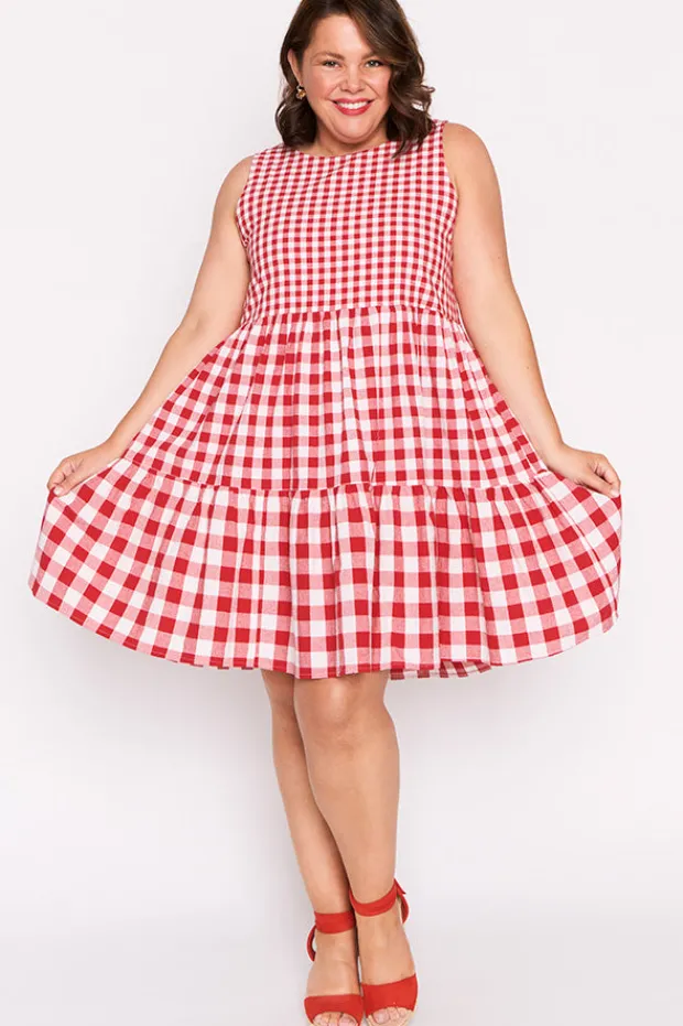 Lorraine Designs Fit & Flare Dresses | Knee Length Dresses*Joey Red Gingham Dress