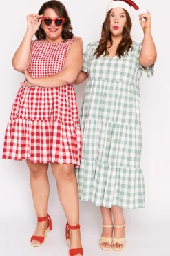 Lorraine Designs Fit & Flare Dresses | Knee Length Dresses*Joey Red Gingham Dress