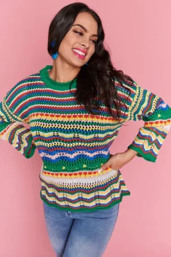 Label of Love Knits & Cardigans*Jordon Green Stripe Jumper