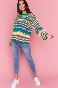 Label of Love Knits & Cardigans*Jordon Green Stripe Jumper