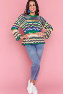 Label of Love Knits & Cardigans*Jordon Green Stripe Jumper