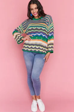 Label of Love Knits & Cardigans*Jordon Green Stripe Jumper