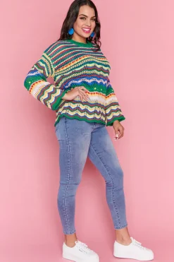 Label of Love Knits & Cardigans*Jordon Green Stripe Jumper