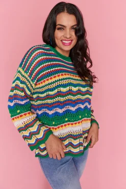 Label of Love Knits & Cardigans*Jordon Green Stripe Jumper