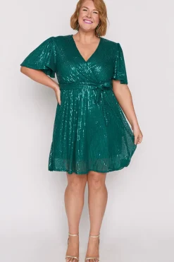 Lorraine Sequin Dresses | Fit & Flare Dresses*Juliette Emerald Sequins Party Dress