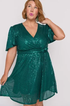 Lorraine Sequin Dresses | Fit & Flare Dresses*Juliette Emerald Sequins Party Dress