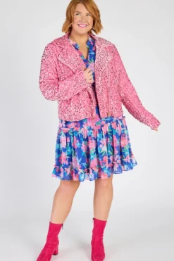 Lorraine Designs Jackets & Coats | Sequin Dresses*Kaitlin Pink Sequins Biker Jacket