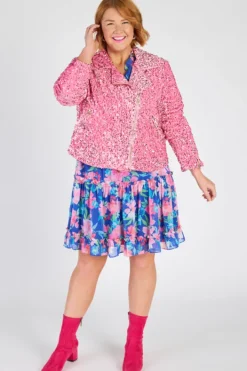 Lorraine Designs Jackets & Coats | Sequin Dresses*Kaitlin Pink Sequins Biker Jacket