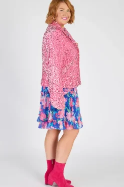 Lorraine Designs Jackets & Coats | Sequin Dresses*Kaitlin Pink Sequins Biker Jacket