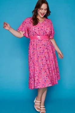 Lorraine Designs Casual Dresses | Fit & Flare Dresses*Karma Pink Confetti Dress