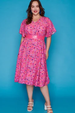 Lorraine Designs Casual Dresses | Fit & Flare Dresses*Karma Pink Confetti Dress