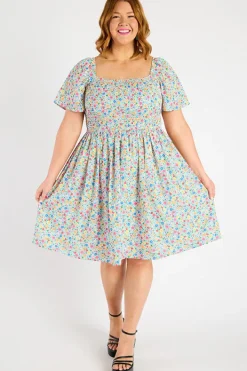 Lorraine Off The Shoulder Dresses | Knee Length Dresses*Katarina Ditsy White Dress