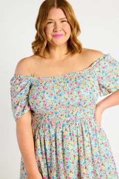 Lorraine Off The Shoulder Dresses | Knee Length Dresses*Katarina Ditsy White Dress