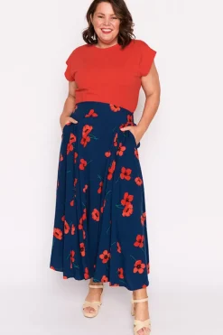 Lorraine Skirts*Katelyn Red Poppy Fields Skirt