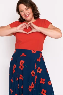Lorraine Skirts*Katelyn Red Poppy Fields Skirt