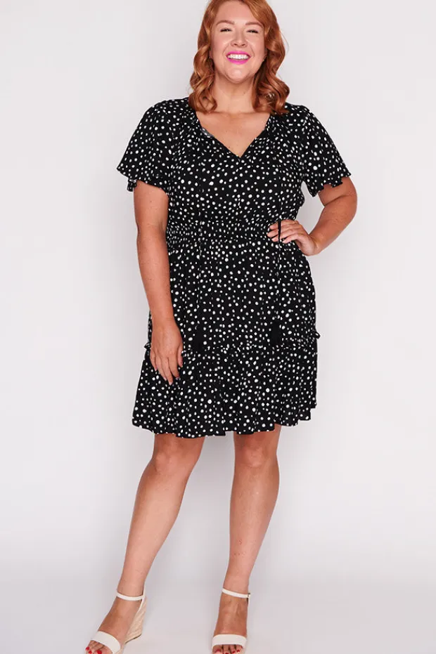 Lorraine Designs Casual Dresses | Fit & Flare Dresses*Kimberley Black Irregular Spot Dress