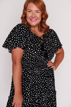 Lorraine Designs Casual Dresses | Fit & Flare Dresses*Kimberley Black Irregular Spot Dress