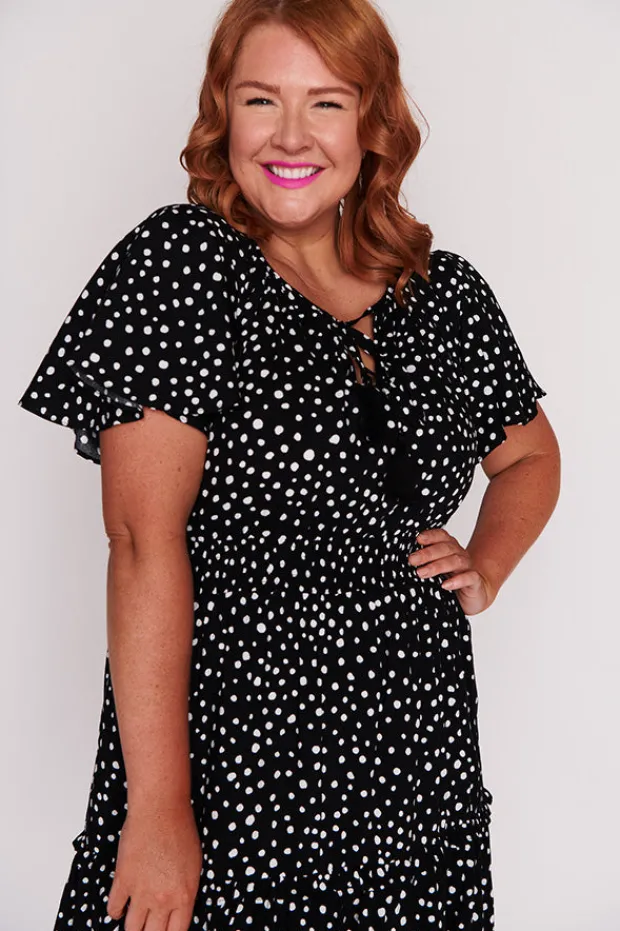 Lorraine Designs Casual Dresses | Fit & Flare Dresses*Kimberley Black Irregular Spot Dress
