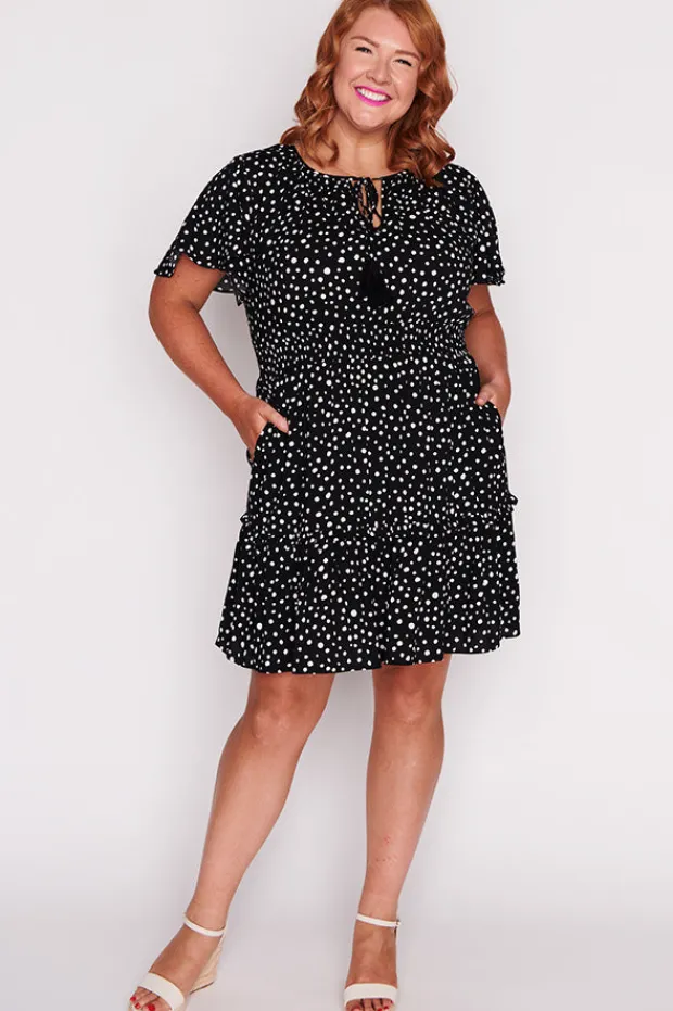 Lorraine Designs Casual Dresses | Fit & Flare Dresses*Kimberley Black Irregular Spot Dress